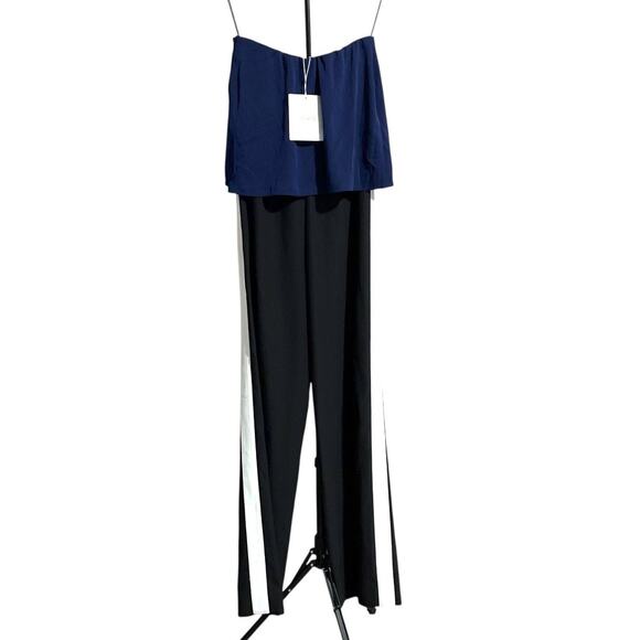 NWT Diane von Furstenberg Jumpsuit - Size 0 - Black/Navy - Strapless, Wide Leg - Picture 3 of 12